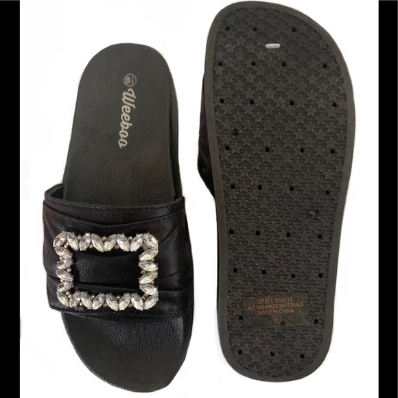 Women’s EVE Style Rhinestone Sandals Low Wedge Platform - Picture 4 of 4